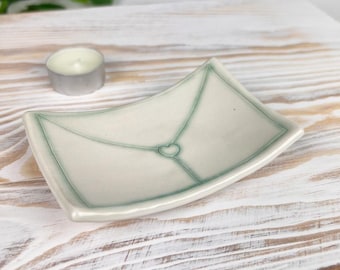 Trinket Dish Jewelry Dish Pottery Valentines Love Letter