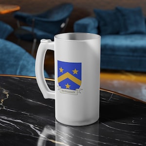 Jarra de cerveza de 473 ml con escudo familiar irlandés / Jarra de cerveza con el escudo de armas de Irlanda
