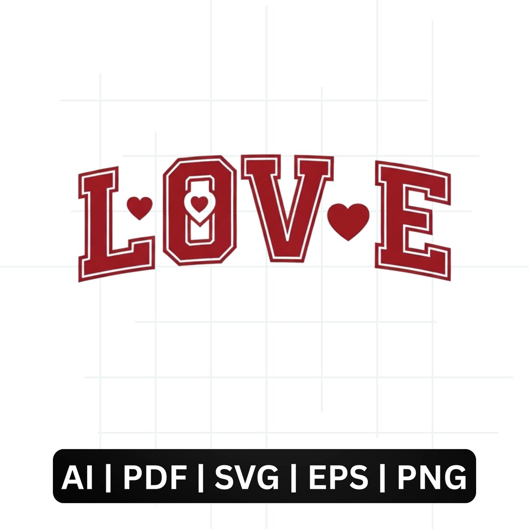 Love SVG Cut File, Valentine Love Word SVG, Heart Letter Design for ...