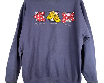 VTG Disney Mickey Inc Womens XL Minnie Mouse Graphic Sweatshirt Periwinkle Blue