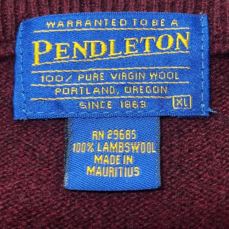 VTG Pendleton Mens XL 100% Lambswool V Neck Sweater Burgundy Oxblood USA Style image 6