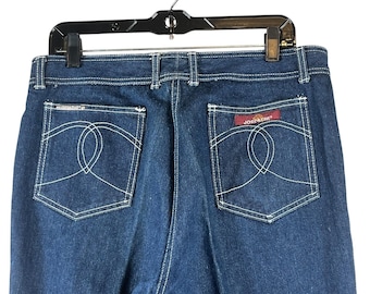 Jordache Womens VTG 36x4 Bootcut Jeans Dark Wash Contrast Stitch Denim READ SIZE