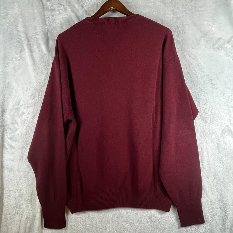 VTG Pendleton Mens XL 100% Lambswool V Neck Sweater Burgundy Oxblood USA Style image 4