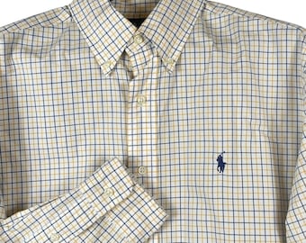 VINTAGE Ralph Lauren Männer L Classic Fit Fenster kariertes Langarm-Button-Hemd