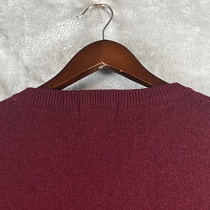 VTG Pendleton Mens XL 100% Lambswool V Neck Sweater Burgundy Oxblood USA Style image 5