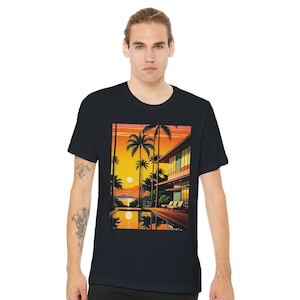 Retrowave Sunset T-Shirt | 80s Beach Aesthetic Tee | NeonDream Brand Unisex