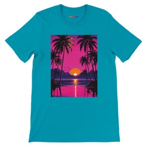 Retro Sunset Palm Tree T-Shirt | 80s Synthwave Aesthetic Tee | NeonDream Brand Unisex