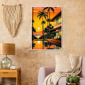 Retro Palm Sunset Framed Poster | 80s Retrowave Wall Art | Neon Beach Aesthetic Print by NeonDream