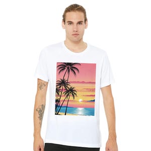 Retro Sunset Palm Tree T-Shirt | 80s Vaporwave Aesthetic Tee | NeonDream Brand Unisex