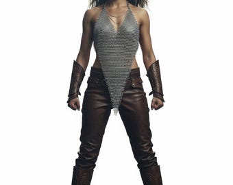 Handcrafted Aluminum Chainmail Halter Top Medieval Chain Mail Top Armor Inspired Festival Wear Crop Top