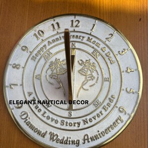 60th Anniversary Brass Garden Sundial Engraved Gift for Parents Outdoor Love Memorial Decor, Keepsake gift ,Diamond Anniversary Sundial