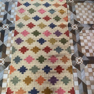 Handwoven Wool Jute Kilim Runner Rug: Multicolor Stair Decor
