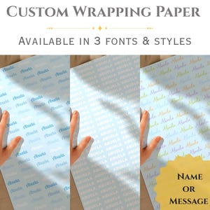 Personalized Blue Gift Wrapping Paper: Custom Name, Birthdays & Occasions | Fun Fonts and Colors