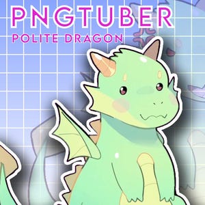 PNGtuber - ¡Dragón educado! / Compañero/Mascota de Twitch / Múltiples emociones / Animado / Veadotube / Adorable
