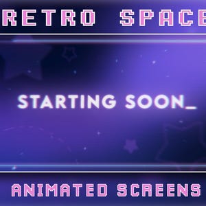 Twitch Retro Space Galaxy Themed Animated Screen Backgrounds (Multiple colors!)