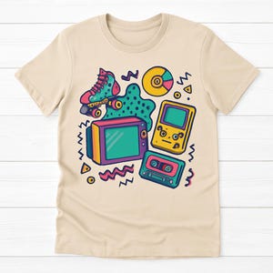 Retro 90s PNG Clipart | Colorful Vintage Graphic Download | Digital File for T-Shirts, Stickers, Sublimation, & Merch Design