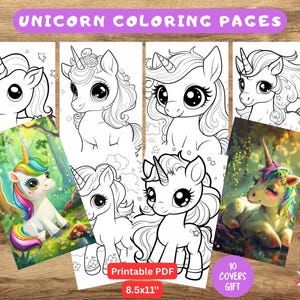 Unicorn Coloring Pages for Kids – Printable PDF Bundle with Cute Kawaii Unicorn Designs | Digital Download Coloring Book Sheets