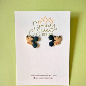 Mickey Inspired Stud Earrings | Mouse Polymer Clay Earrings | Handmade Disney Inspired Earrings