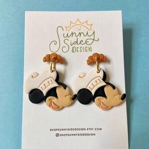 Chef Mickey Inspired Earrings | Mickey Polymer Clay Earrings | Handmade Disney Parks Inspired Earrings