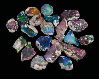 Ethiopian Black Opal Rough Lot, Natural Fire Opal Gemstone, 10 Pcs