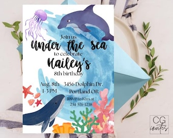 Under the Sea Party Invitation: Editable Kids Birthday Template (Digital Download)
