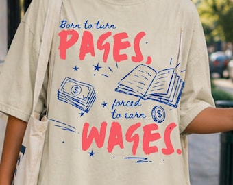 Bücher Liebhaber Shirt, geboren um zu lesen Zwang zur Arbeit T-Shirt, Readers Club Geschenk, Bücherwurm Grafik T-Shirt, Booktok Bookstagram literarische Kleidung
