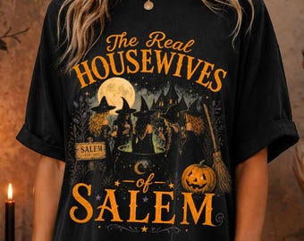 Halloween Salem Witch Trials Real Housewives T-Shirt, Funny Halloween Retro Tee, Spooky Girl Aesthetic Gift, Vintage Witchcraft Humour Shirt