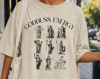 Feminist Goddesses Energy Folklore Legend Mythology T-shirt Vintage 90s Tattoo Style Retro Goth Grunge Gift Shirt