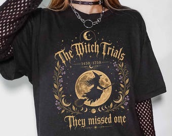 Halloween Witchy Tshirt, Witch Trials Salem Funny Halloween Boho Spooky Moon Phases Wiccan Witchcraft Spells Shirt, Witchy Gift Tee