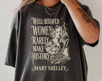 Frankenstein Literary T-Shirt, Mary Shelley Feminist Shirt, Retro Halloween Tee, Vintage 70s Horror Monster Gift, Bookish Gothic Apparel