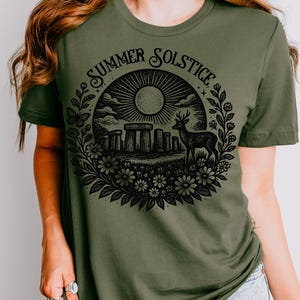 Camiseta del Festival Litha del Solsticio de Verano / Rueda del Año Hippie Retro / Camiseta Espiritual Boho Celestial Sol Magia Naturaleza / Camiseta de Regalo Litha