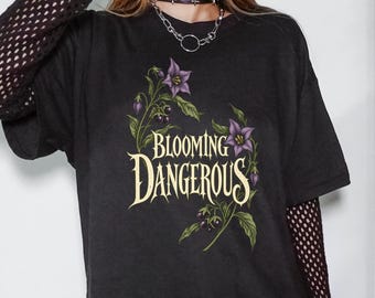 Goth Grunge Poison Halloween Nightshade Herbology Tshirt,  Witchy Gardening Tee, Botanical Grunge Gothic Skull Nature Lover Shirt