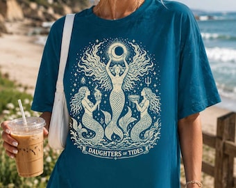 Mystical Mermaid Tarot T-Shirt - Bohemian Fantasy Sea Creature Spiritual Mermaidcore Gift for Mystic Lovers