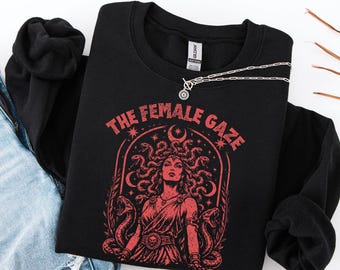 Vintage Medusa Feminist Sweatshirt, Retro Pop Art Empowerment Shirt, Greek Mythology Patriarchy Rebel Gift for Her