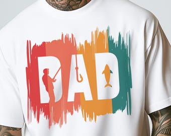 Dad Fishing Retro Vintage Fisherman T-Shirt |  Gift for Dad Husband Grandad Fish Rod Hook Shirt