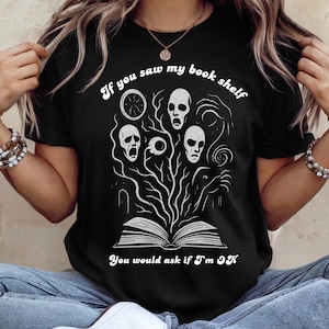 Psychological Horror Book Lover&#39;s T-shirt, Disturbing  Technological Sci Fi Novel Dark Academia Halloween Unisex Tshirt