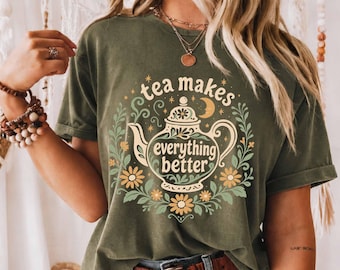 Tea Shirt for Tea Lover | Retro Vintage British Irish Gift for Tea Drinker | Afternoon Tea UK Party Tee
