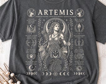 Feminist Artemis Goddess T-Shirt | Gothic Celestial Witchy Tee | Empowered Women's Apparel | Greek Mythology Gift