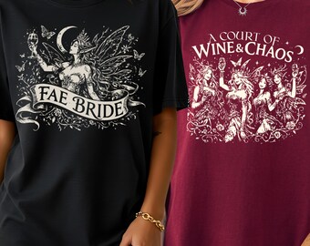 Bride and Hen Party Matching Group T-shirts Fairy Themed Fae Bride ACOTAR Romantasy Bachelorette Hen Do Personalised Customisable Shirts