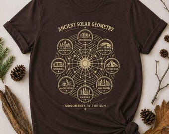 Ancient Monuments Geometry T-Shirt, Solstice Solar Alignment Tee, Stone Circles Archaeology Shirt, Pagan Gift, Sacred Geometry Apparel