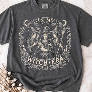 Häxeran Halloween Vintage T-shirt, Mystisk Pagan Höst Höstskjorta, Alternativ Goth Alt T-shirt, Andlig Häxgåva för henne, Spooky Topp