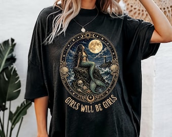 Feminist Mermaid  Goddess Siren Mythical T-shirt Mermaidcore Folklore Legend Tee Gothic Boho Vintage Shirt Witchy Halloween Shirt