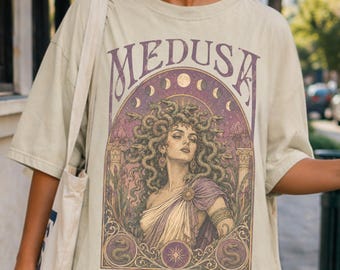 Feminist Medusa Art Deco Style T-Shirt - Womens Empowerment Tee - Greek Mythology Patriarchy Rebellious Gift