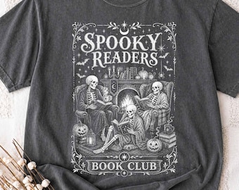 Spooky Readers Halloween Book Tshirt Retro Halloween Vintage 90s Dark Academia Shirt Witchy Book Club Cozy Fall Shirt
