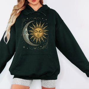 Hoodie boho hemelse maan en zon - Spirituele boho tarot heidense astrologie maanstanden Sweatshirt Hoody