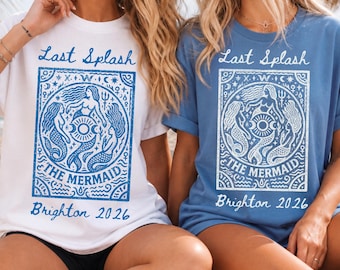 Mermaid "Last Splash' Trip Bachelorette Hen Party Group Weekend Personalised T-Shirts  - Bride Crew Trip Last Splash Matching Tees
