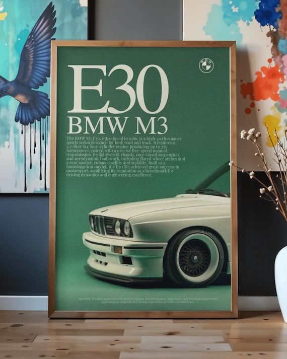 BMW E30 M3 Poster | Vintage Motorsport Wall Art (PDF Digital