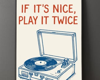 Retro Vinyl Record Player Art Print | Music Lover Gift (Digital PDF)