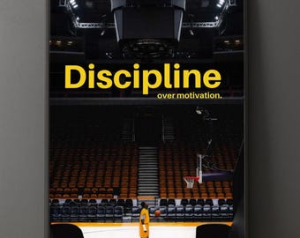 Discipline Over Motivation Poster, Basketball Motivation Wall Art, Athlete Mindset Print, 2:3 Digital Download