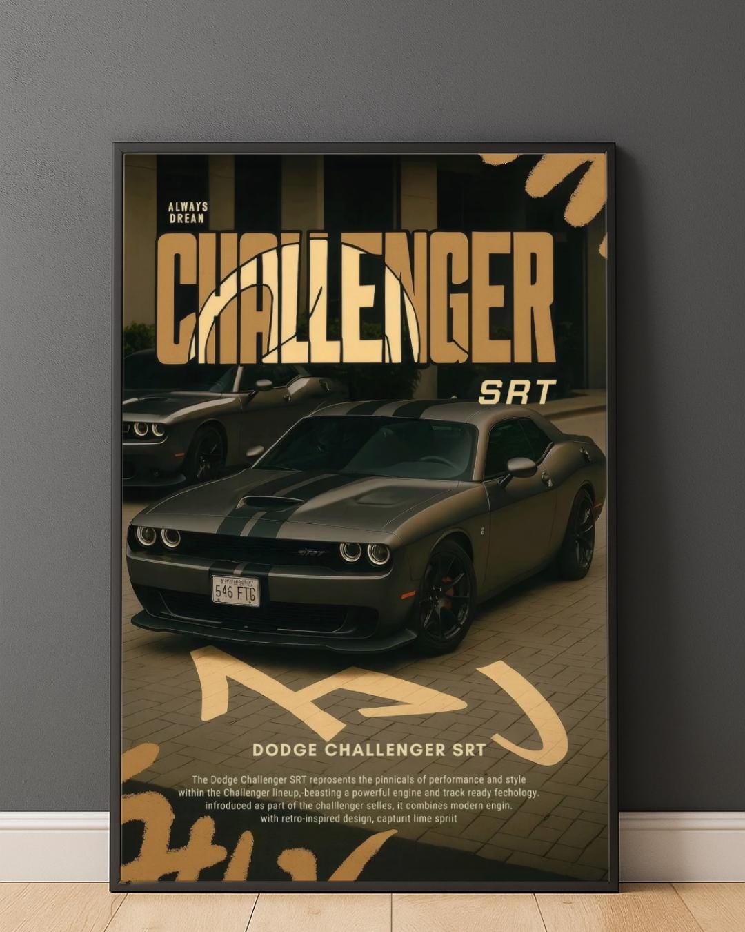 小物 CHALLENGER POSTER Dodge Challenger SRT Poster | Muscle Car Garage Decor (digital